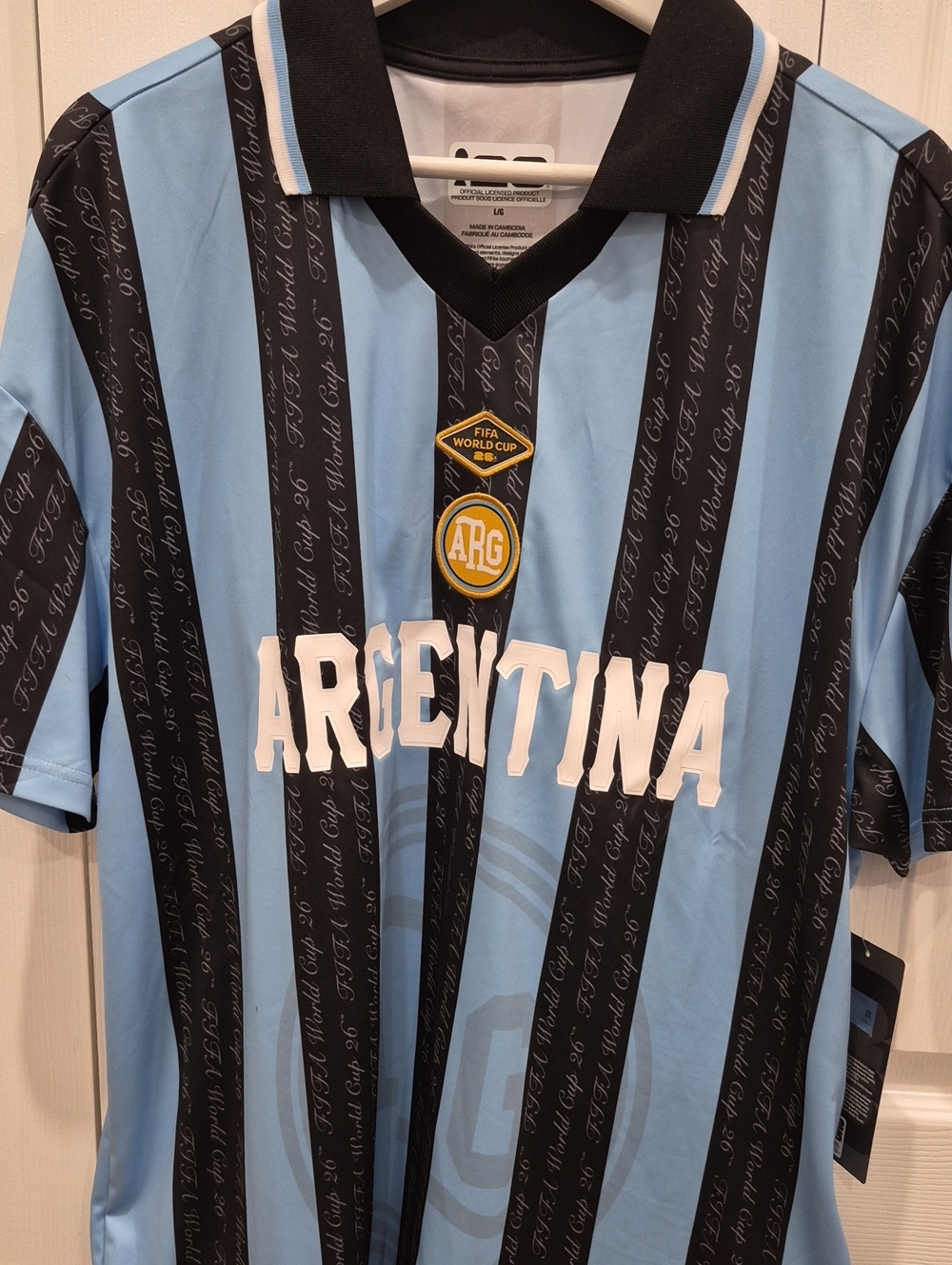 Argentina Polo Shirt - Light Blue & Black Stripes